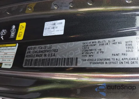 2024 Jeep Wrangler 4Xe Willys 4Xe z USA, uszkodzony, nr VIN 1C4RJXN63RW317453